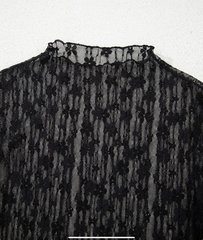 Black Floral Mesh Top