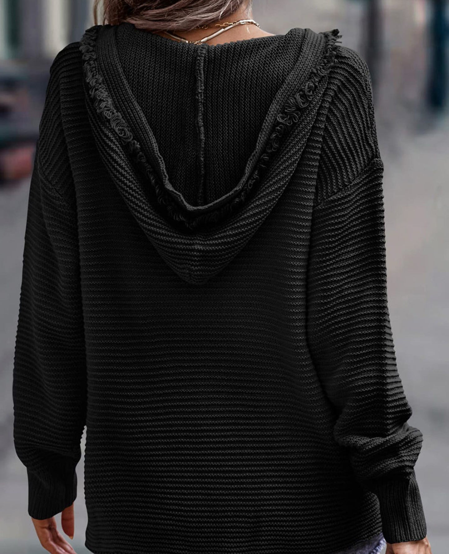 Ribbed Sweater Hoodie