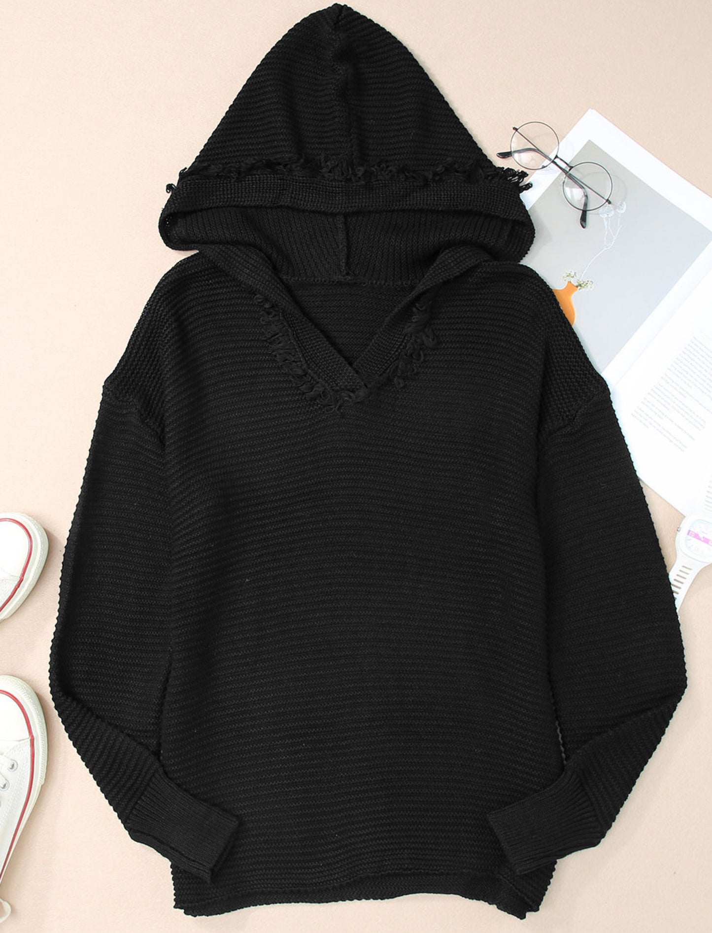 Ribbed Sweater Hoodie