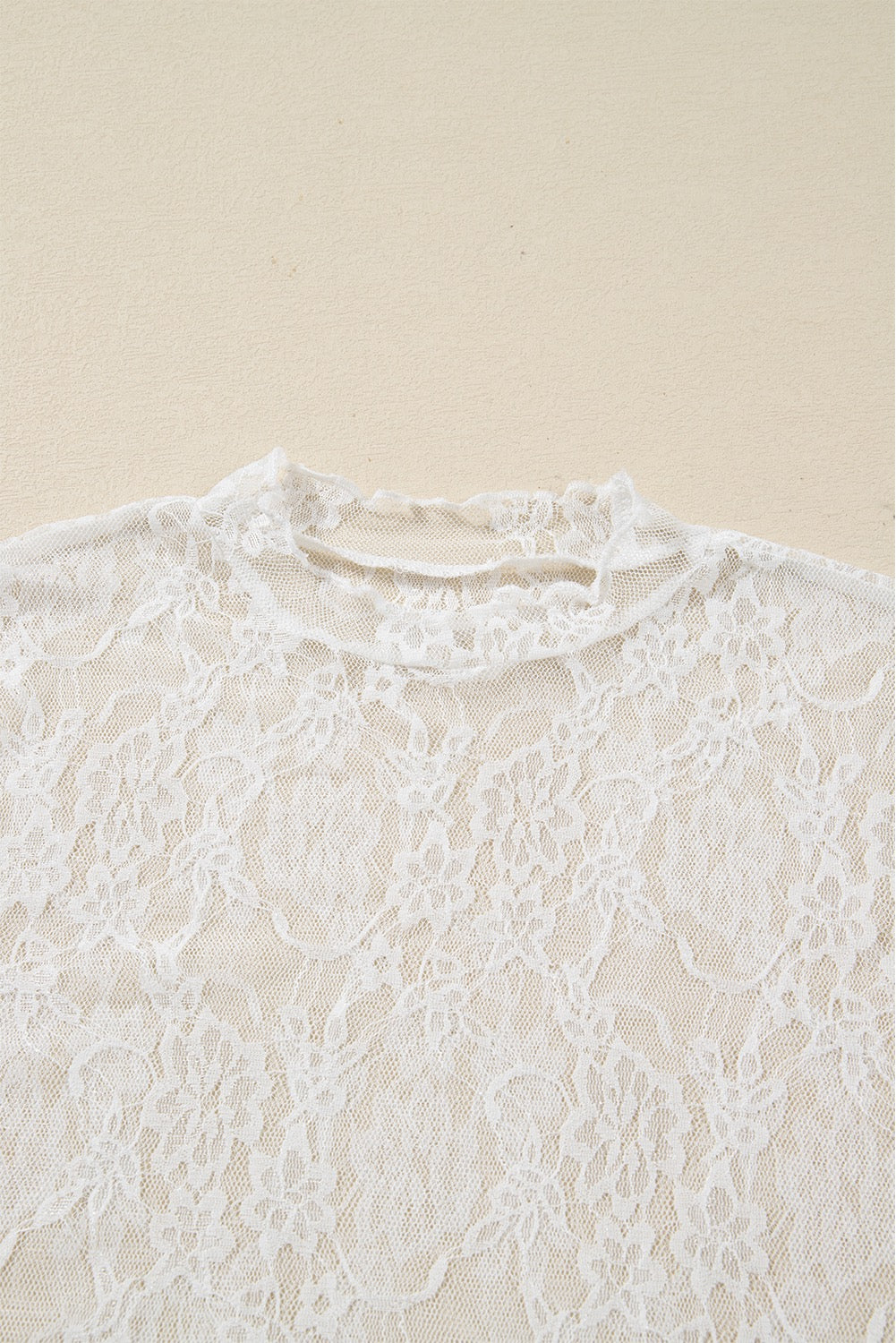 White Floral Lace Sheer Layering Top