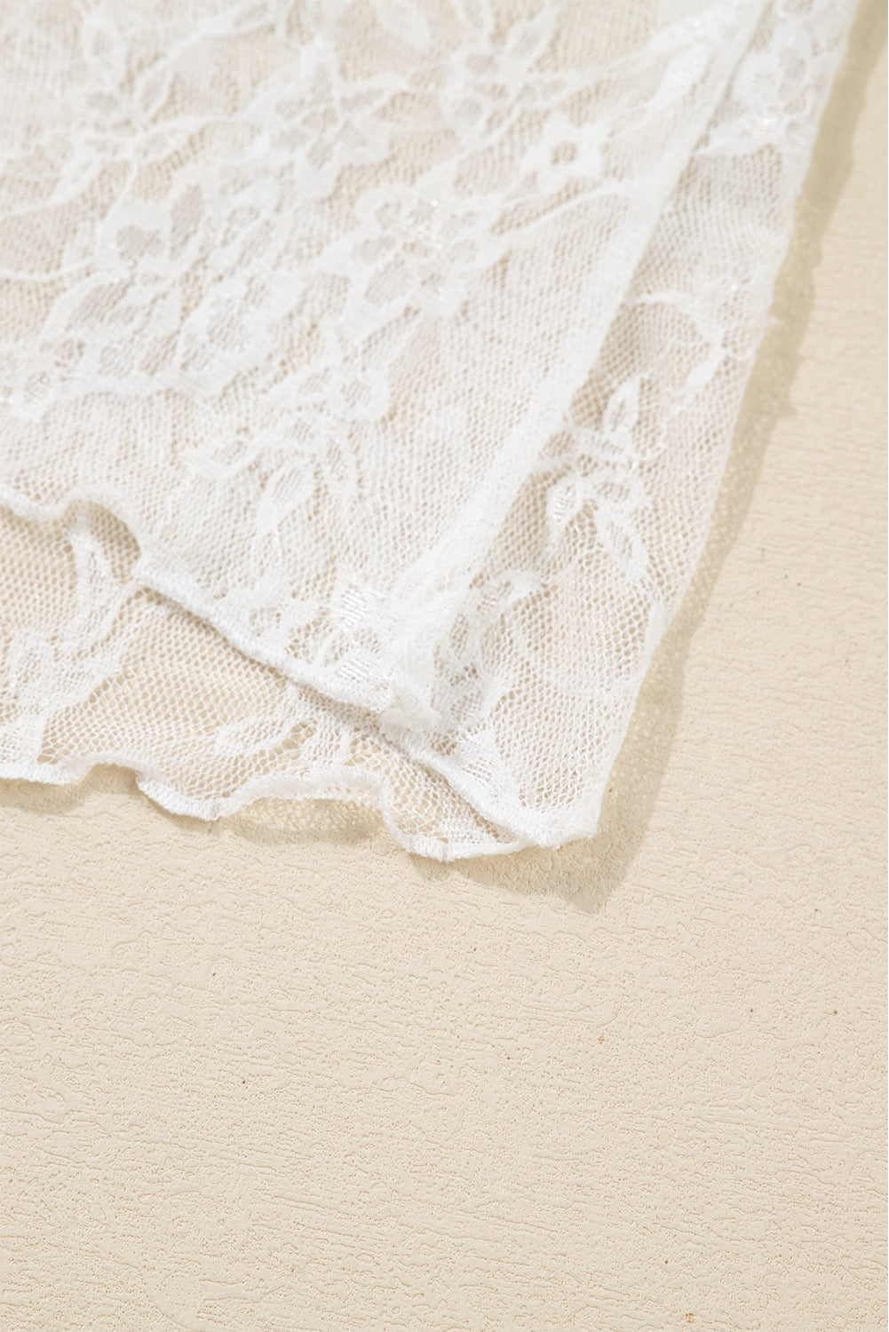 White Floral Lace Sheer Layering Top
