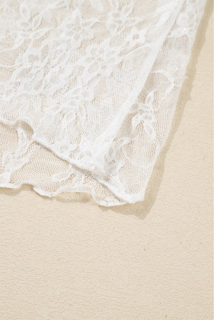 White Floral Lace Sheer Layering Top