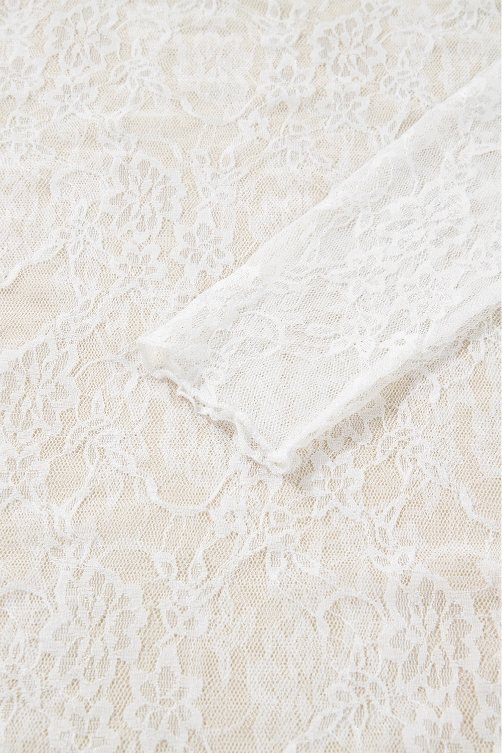 White Floral Lace Sheer Layering Top