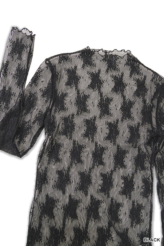 Black Lace Sheer Layering Top