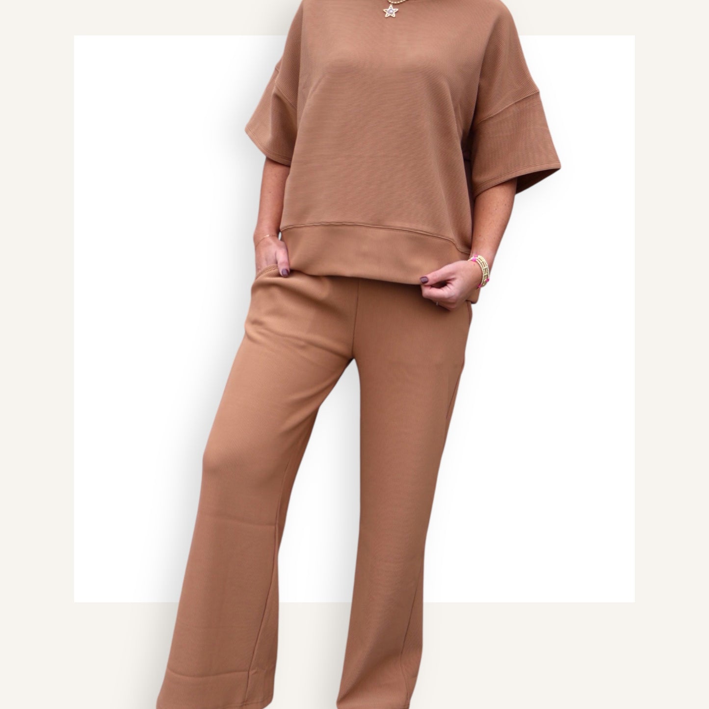 Ribbed Wide Leg Tshirt Set