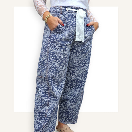 Paisley Print Denim Barrell