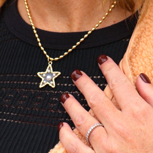 Pearl Studded Star Necklace