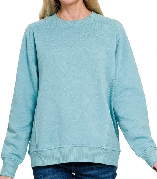 Sweatshirt with Ribbed Sides