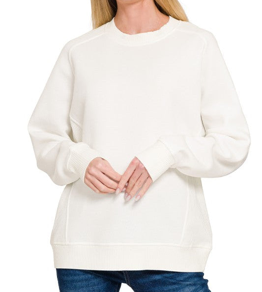 Sweatshirt with Ribbed Sides