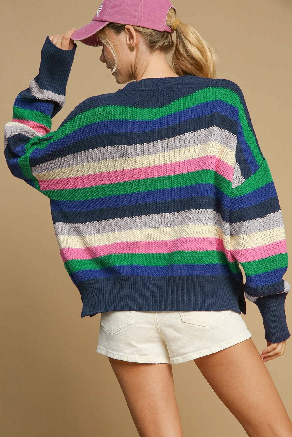 Multi Color Navy Wide Stripe Sweater