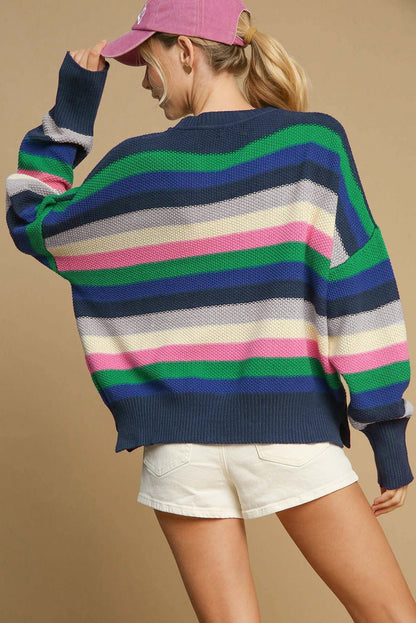 Multi Color Navy Wide Stripe Sweater