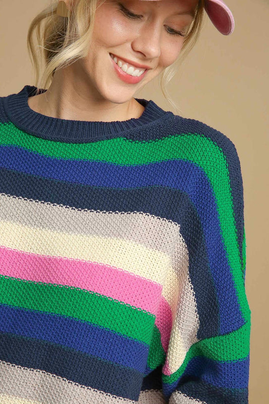 Multi Color Navy Wide Stripe Sweater