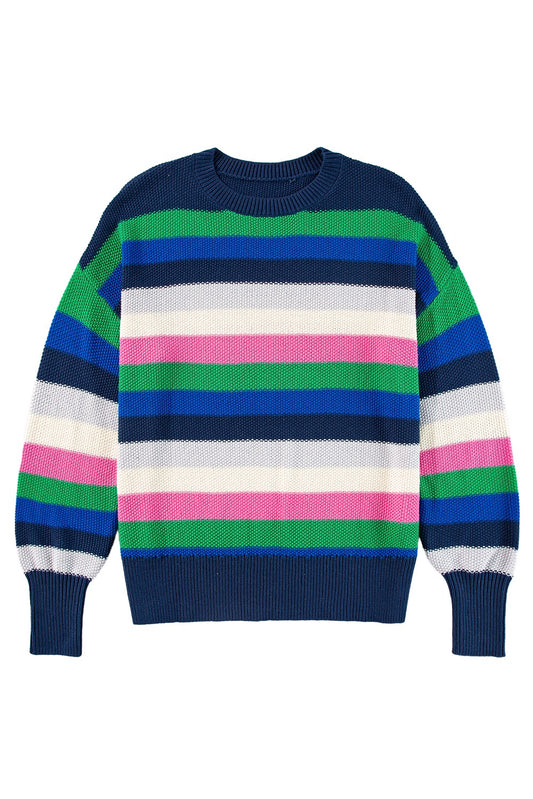 Multi Color Navy Wide Stripe Sweater
