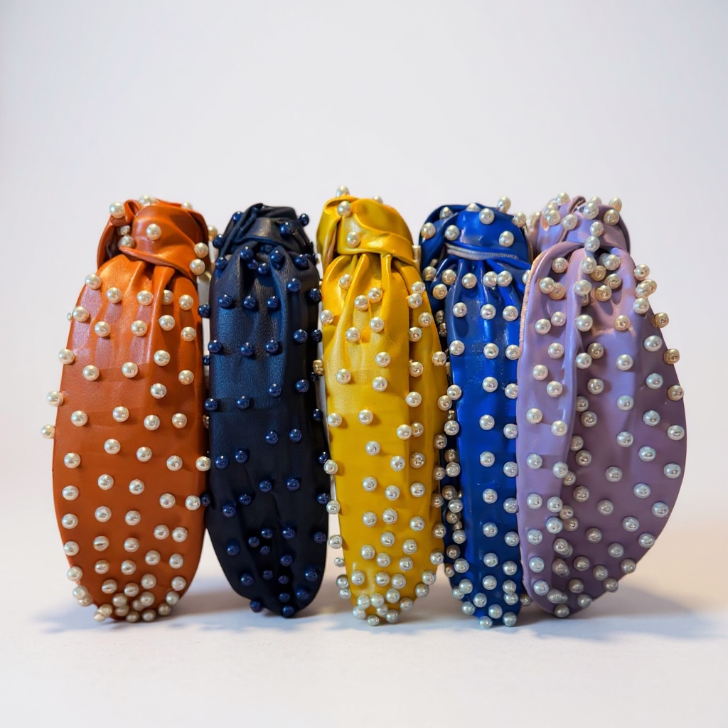 Knotted Leather Pearl Headbands