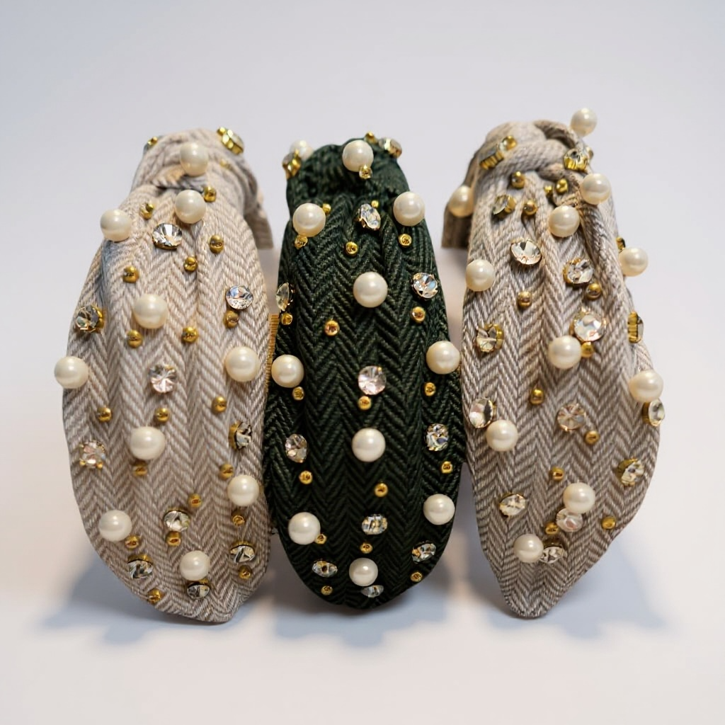 Knotted Herringbone with Pearls & Crystals