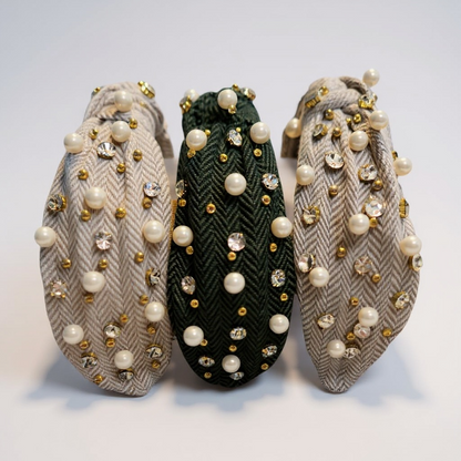Knotted Herringbone with Pearls & Crystals