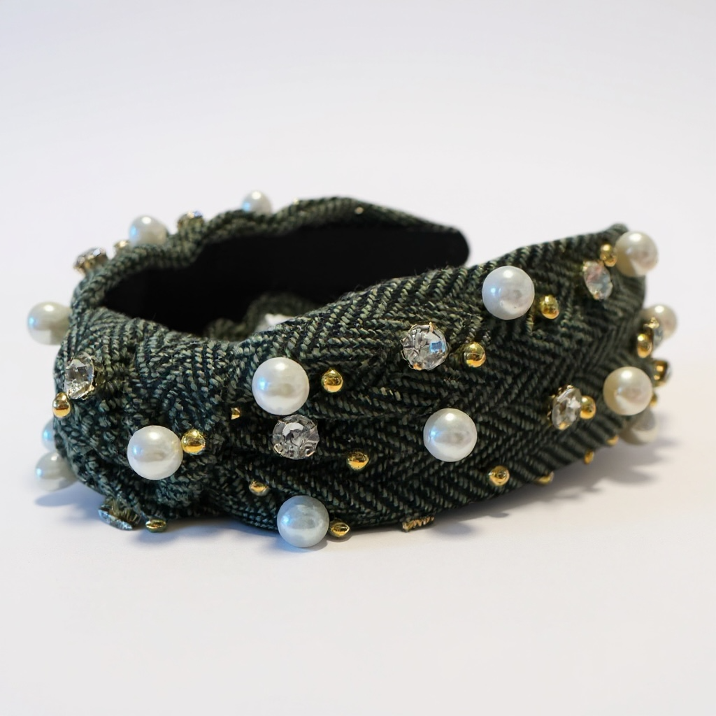 Knotted Herringbone with Pearls & Crystals