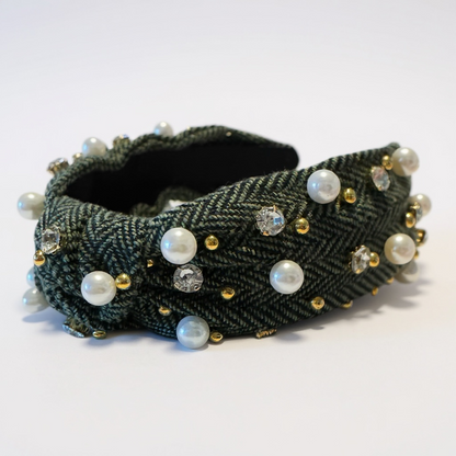 Knotted Herringbone with Pearls & Crystals