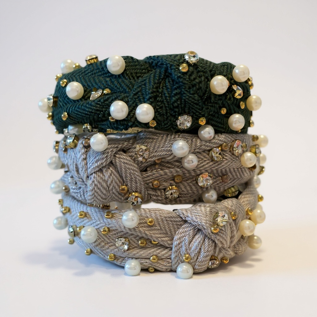 Knotted Herringbone with Pearls & Crystals