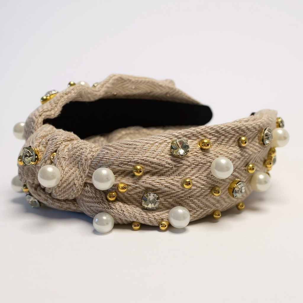 Knotted Herringbone with Pearls & Crystals