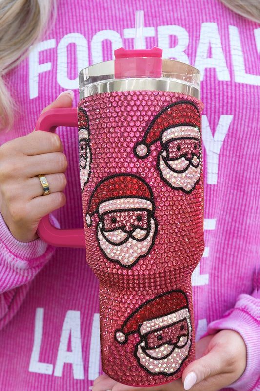 Rhinestone Rose Red Santa Tumbler