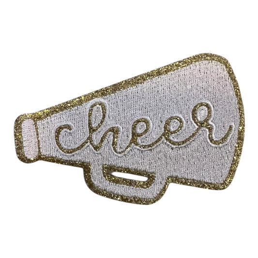 Cheer Megaphone Patch, Gold- 3"