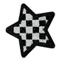 Checkered Star Patch, Black- 2.1"