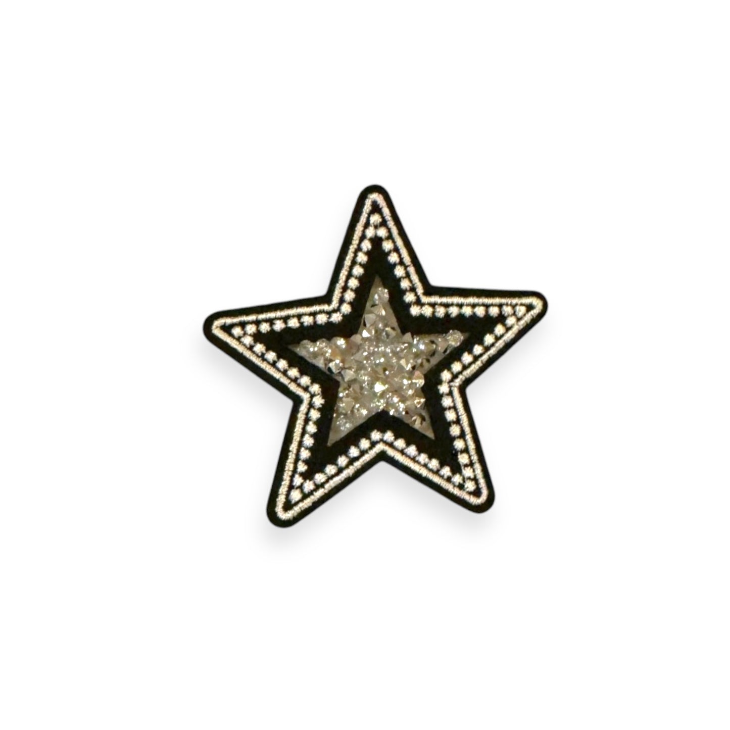 Rhinestone Star Patch, Black- 2.5"
