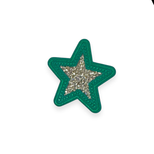 Rhinestone Star Patch, Green- 2.5"