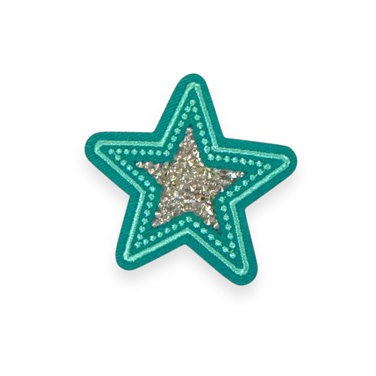 Rhinestone Star Patch, Turquoise- 2.5"