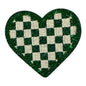 Checkered Heart Glitter Patch, Green- 2.1"