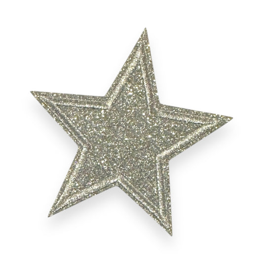 Glitter Star Patch- Silver, 3"