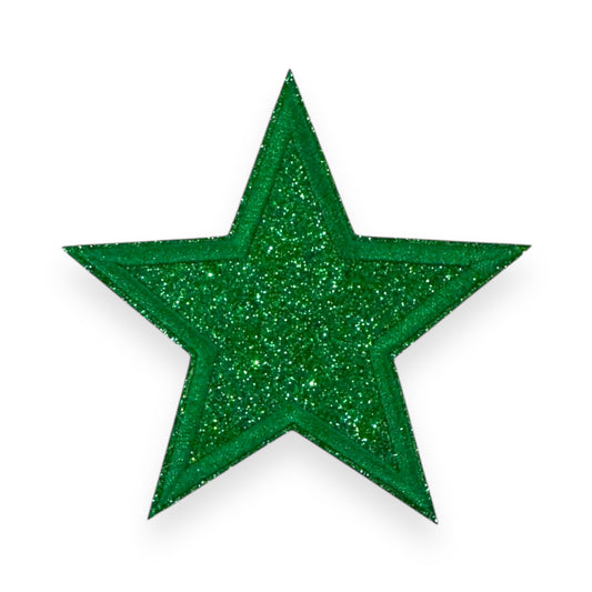 Glitter Star Patch- Green, 3"