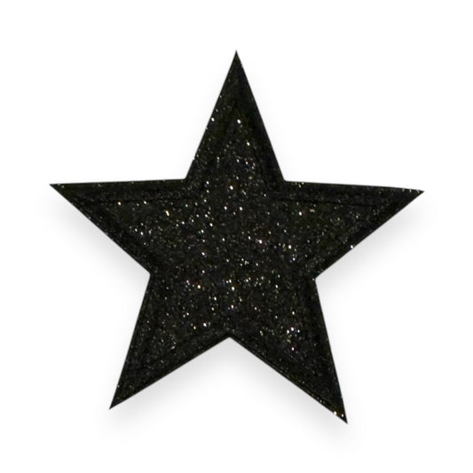 Glitter Star Patch- Black, 3"
