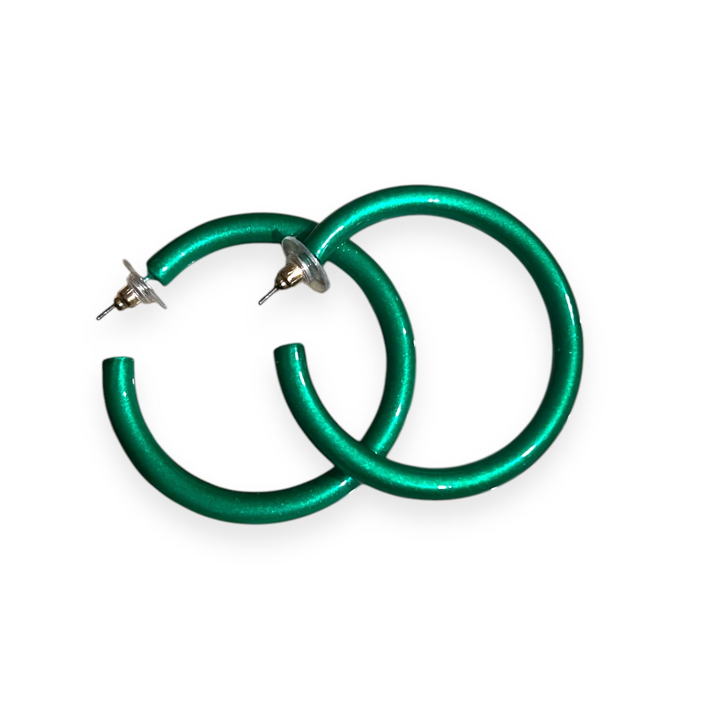 Metallic Hoop Earring- Kelly Green