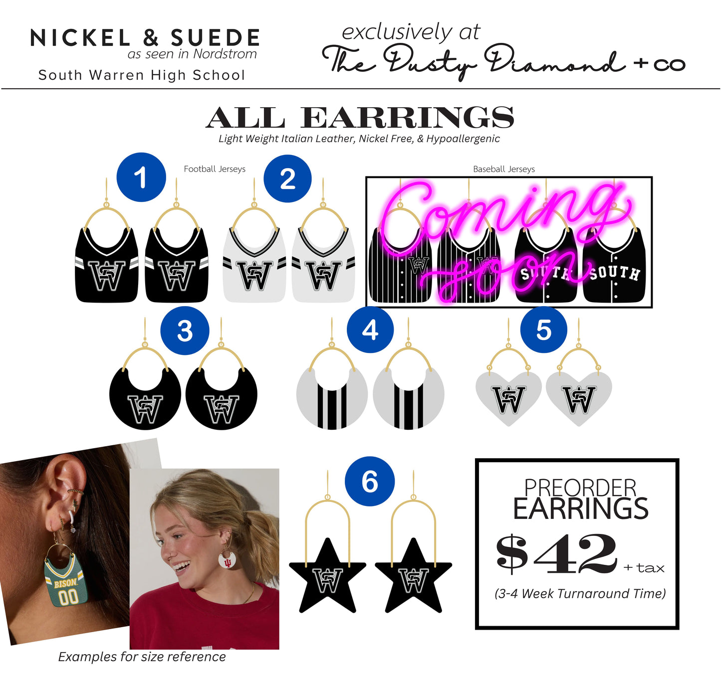 Custom South Warren Leather Earrings