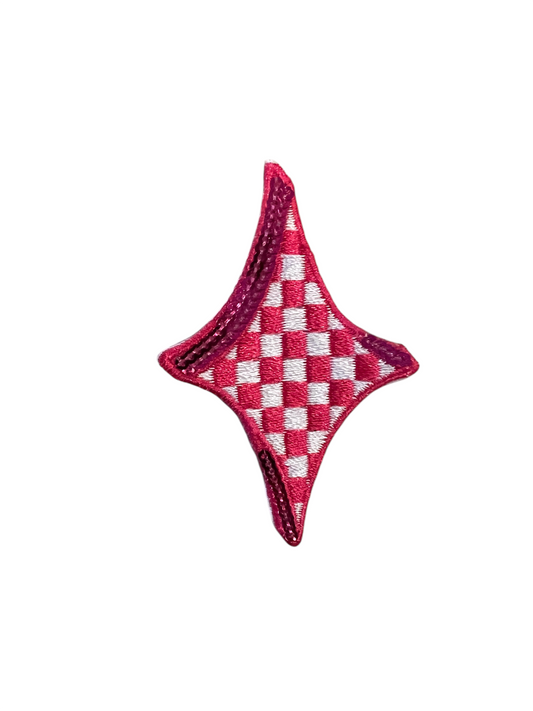 Checkered Diamond Star Patch, Red- 2.5"
