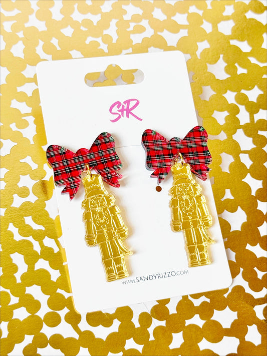 Tartan Bow Nutcracker Earring