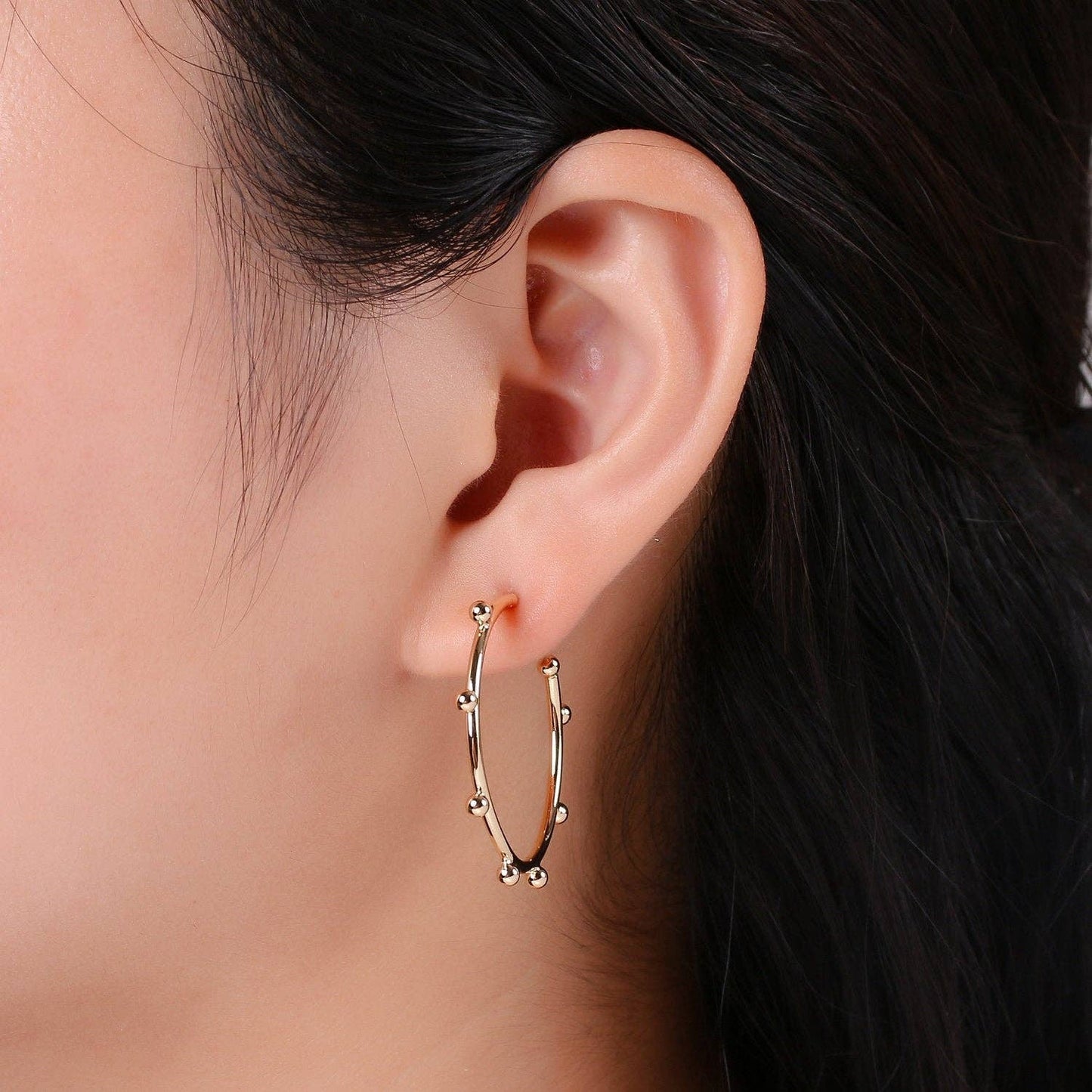 Dottie Hoop Earrings, Gold Filled