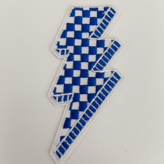 Blue Checkered Lightning Bolt Patch