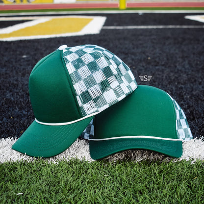 Checkered Mesh Foam Trucker Cap
